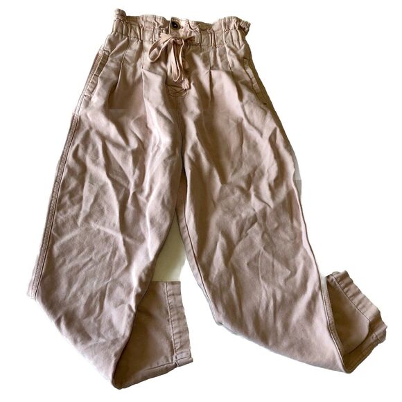 Free People Women’s Margate Paperbag Pants BlushPink Pleated Size XS - Picture 1 of 16